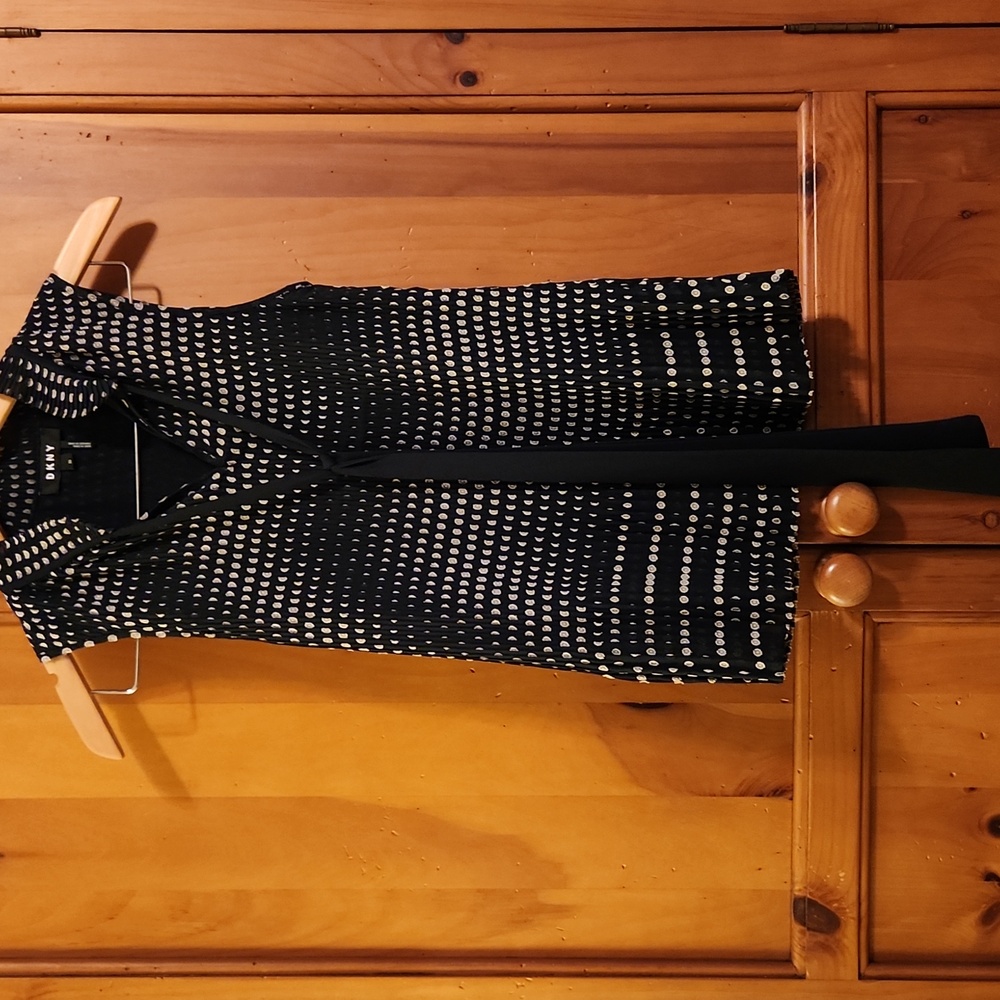 DKNY Black and White Polka Dot Top